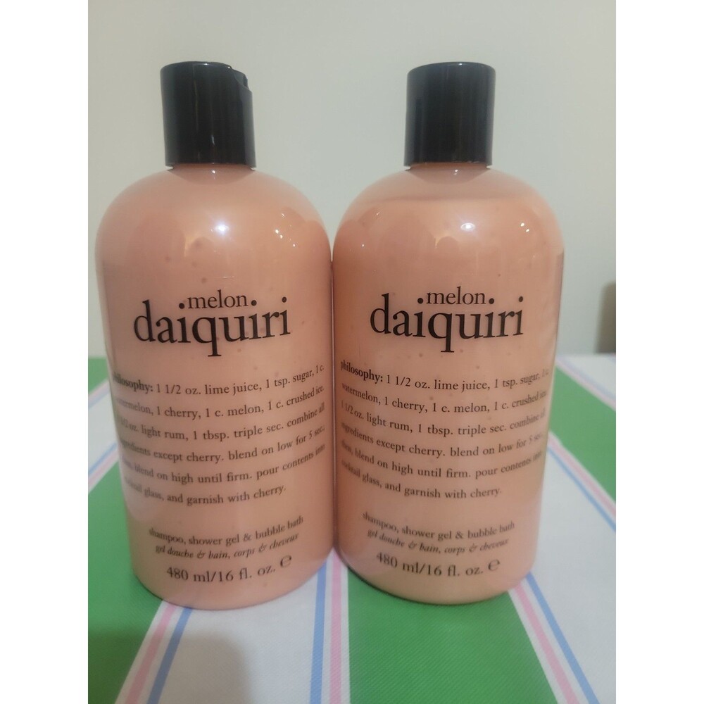 TWO Bottles Of Philosophy Melon Daiquiri 3-in-1 Shower Gel 16oz NEW